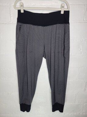 Athleta Women's Large Pants Venice Textured Jogger Gray Black